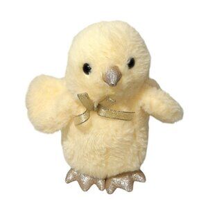 2022 FAO Schwarz Yellow Baby Chick Chicken Sparkle Stuffed Plush Toy 7"